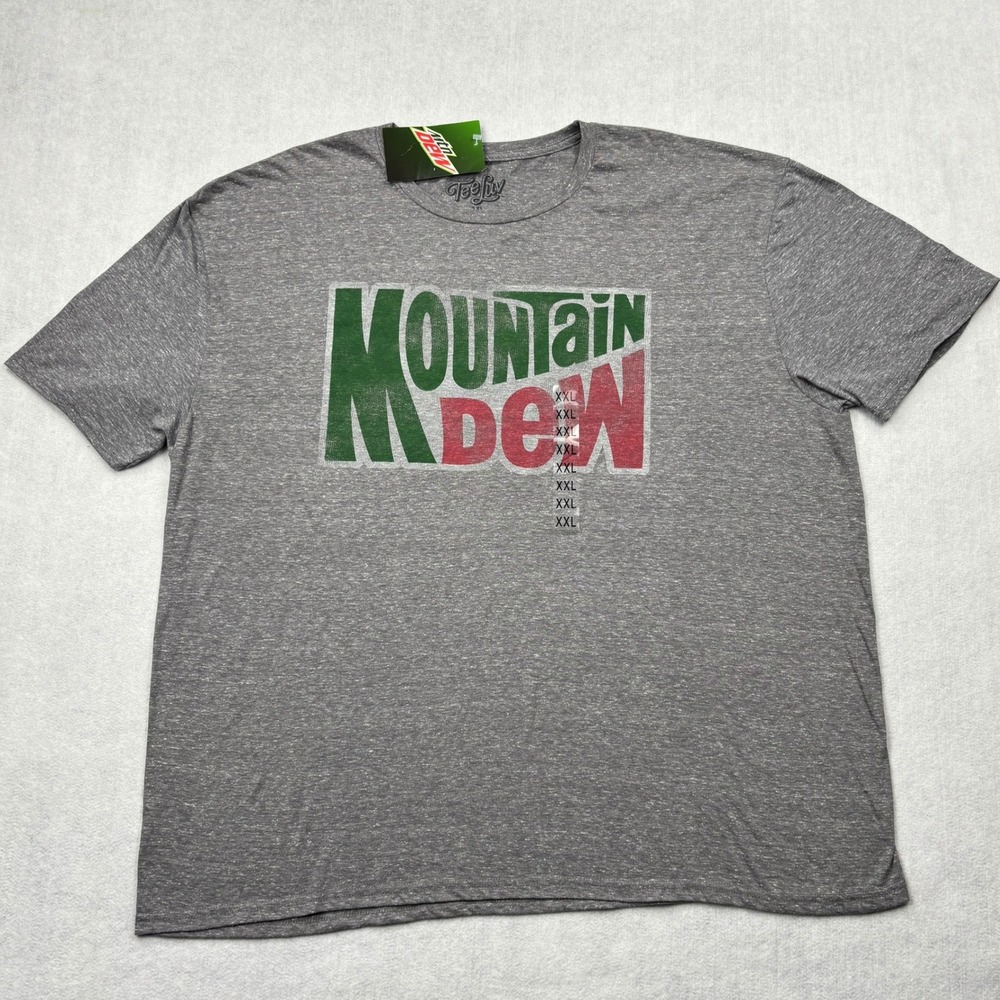 Tee Luv Shirt Mens 2XL NWT Grey Mountain Dew Retro Soda Graphic T-Shirt 34364 2X